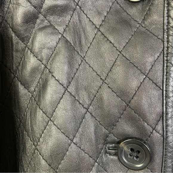 Neiman Marcus Black Quilted Leather Jacket Sz 2X - Picture 5 of 7